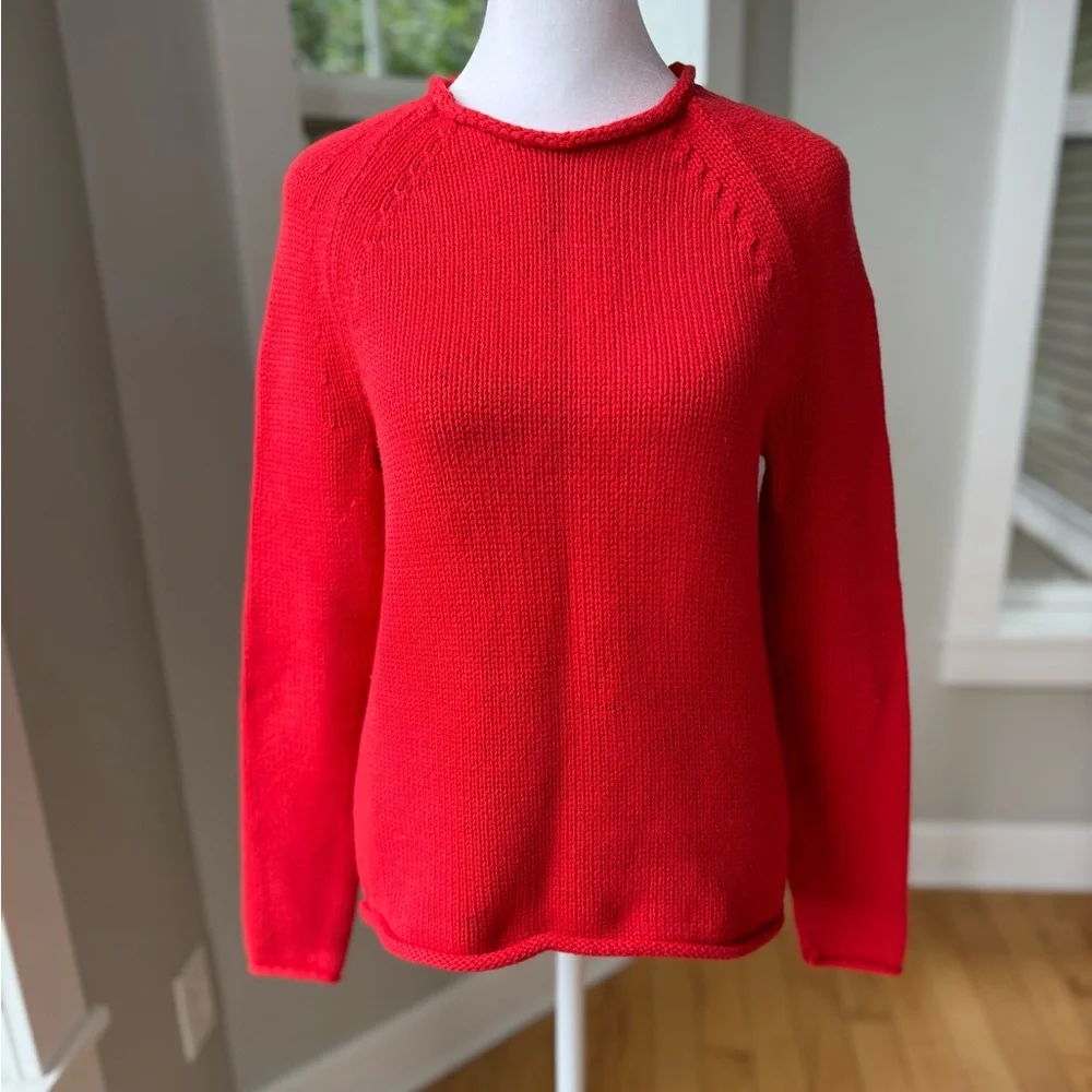 J. Crew Mercantile Red Cotton Rollneck Sweater Size XS Classic Preppy Holiday